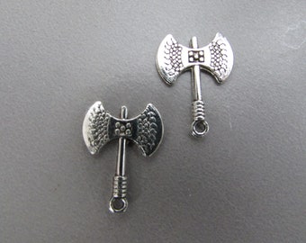 Silver Axe Tibetan Jewellery Charm x 2