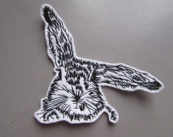 Vintage Hare Rabbit Embroidered  Sew on Applique Patch