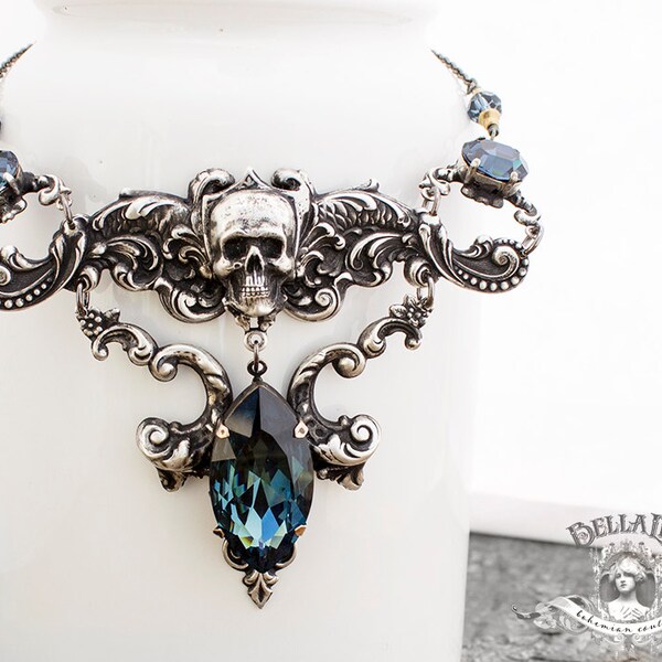 Reaper King // Creature Collection - Indigo Blue A NeoVictorian Necklace in Silver