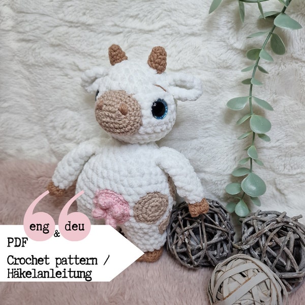 Kordula Cow - crochet pattern - PDF file amigurumi, instructions, plush animal, toy - Deutsch + English