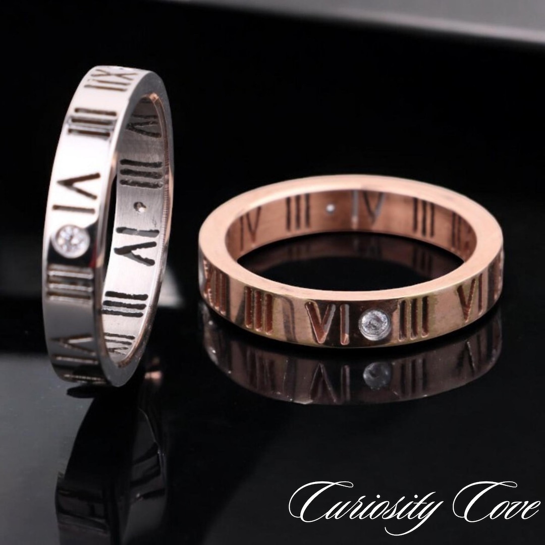 Roman Numerals Ring Couple Rings Adjustable Promise Rings His & Hers ...
