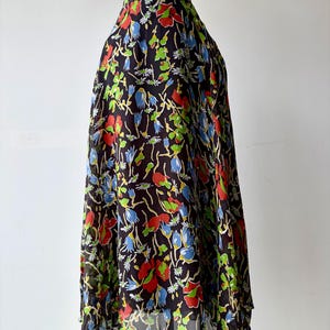 Jupe midi en soie à fleurs Anthropologie de l'an 2000 | Imprimé botanique transparent coupé en biais | Taille US 8 image 1