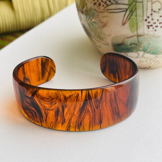 Plastic Tortoise Style 70s Cuff - image 1