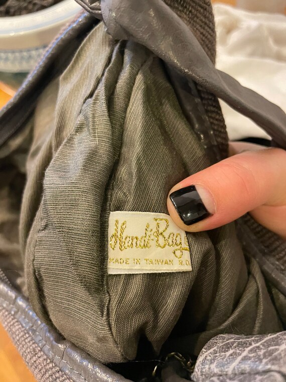 Grey Patchwork 1980’s Hobo Bag - image 7