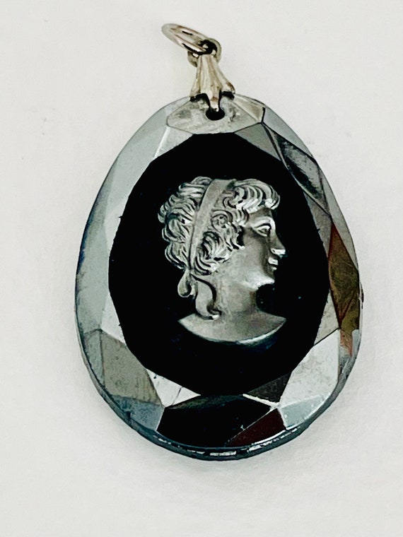 Vintage Mid-Century Cut Black Glass Sweetheart Ped