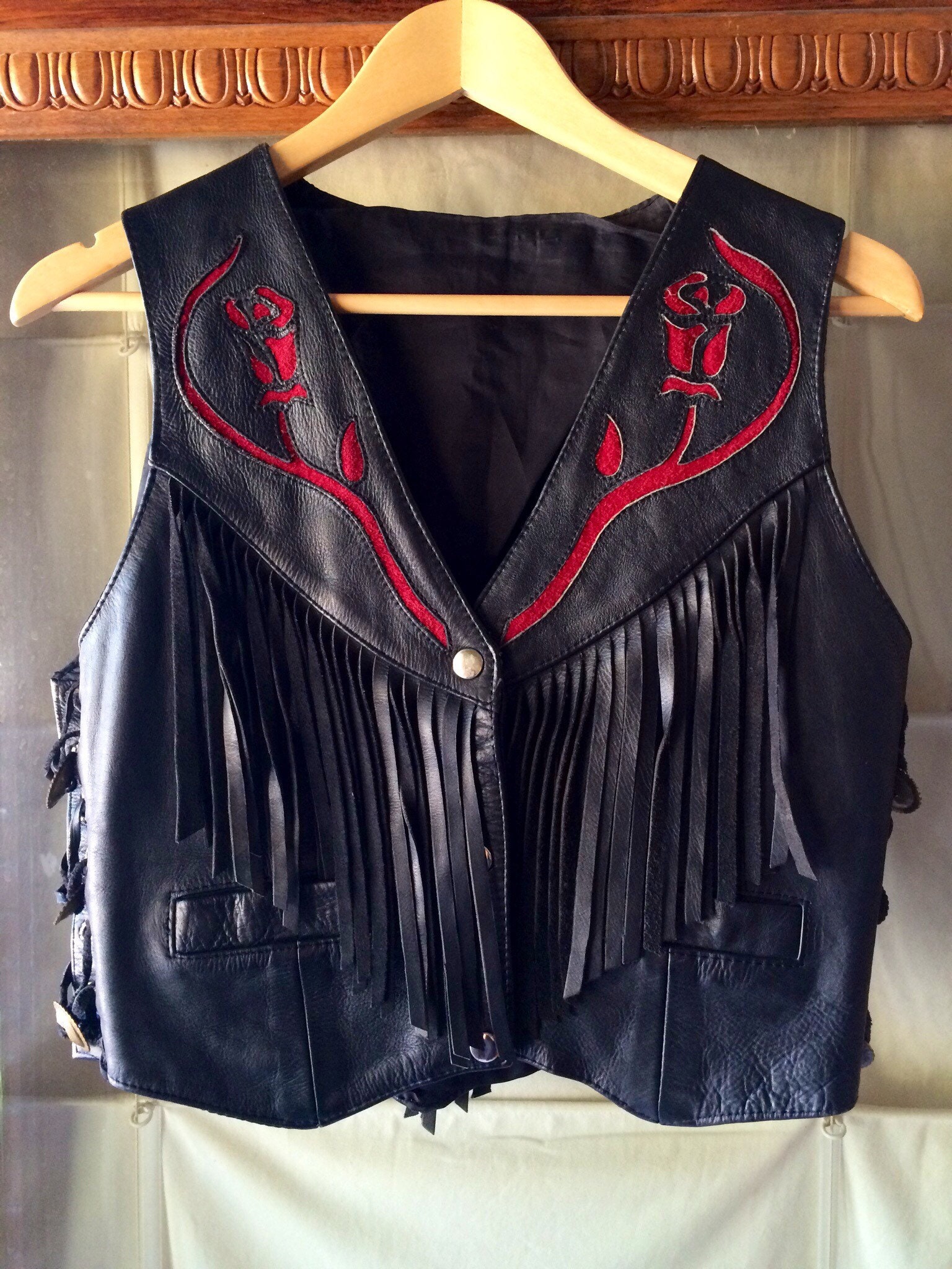 Red Roses Fringed Biker Jacket - Etsy