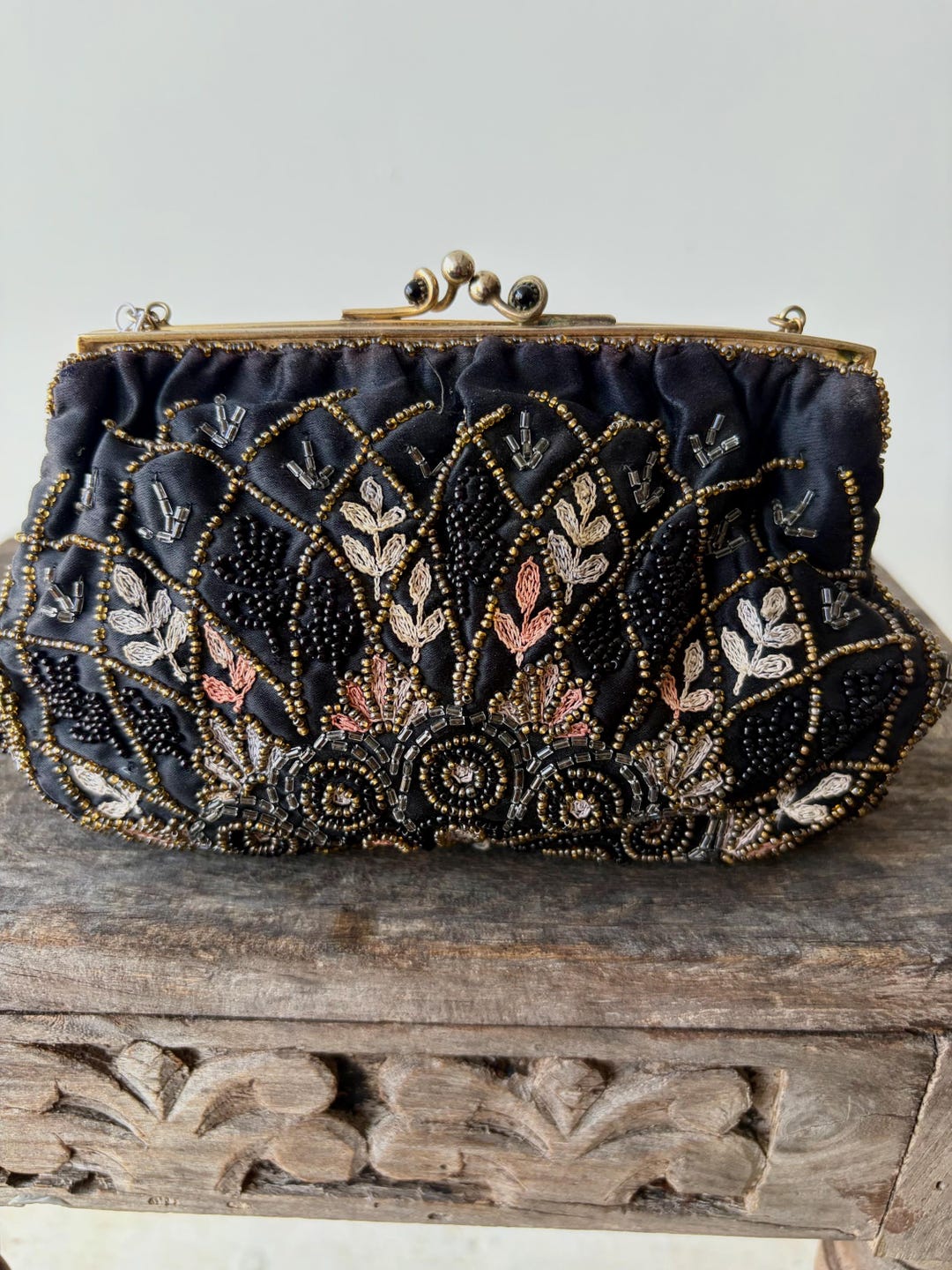 1920s Art Deco Beaded Evening Bag | Floral Flapper Clutch - Etsy