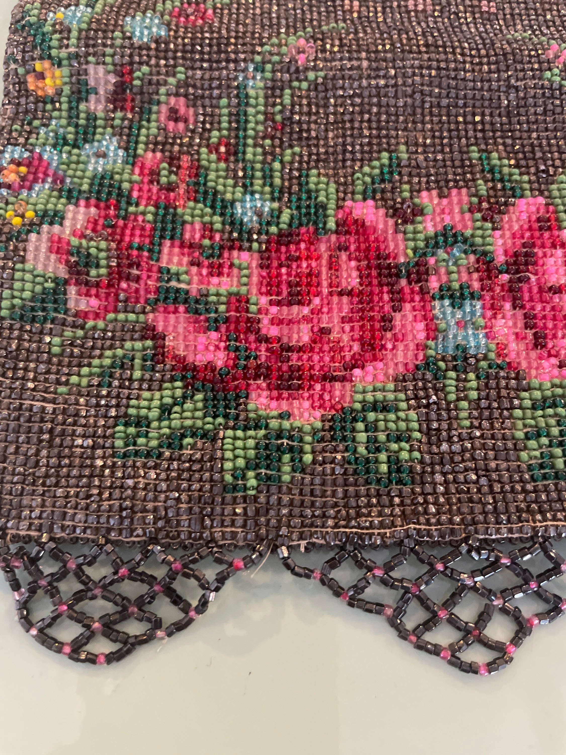 1920s Art Deco Beaded Evening Bag | Rose Floral Flapper Purse - Etsy