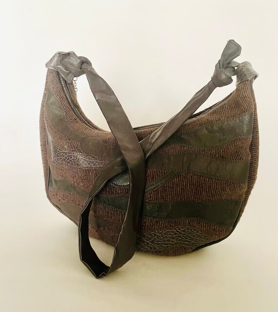 Grey Patchwork 1980’s Hobo Bag - image 1