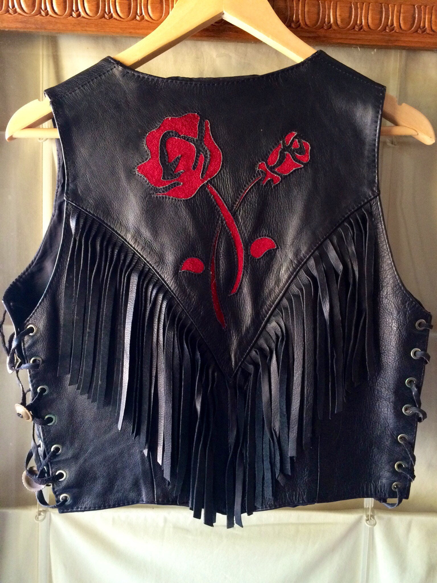 Red Roses Fringed Biker Jacket - Etsy