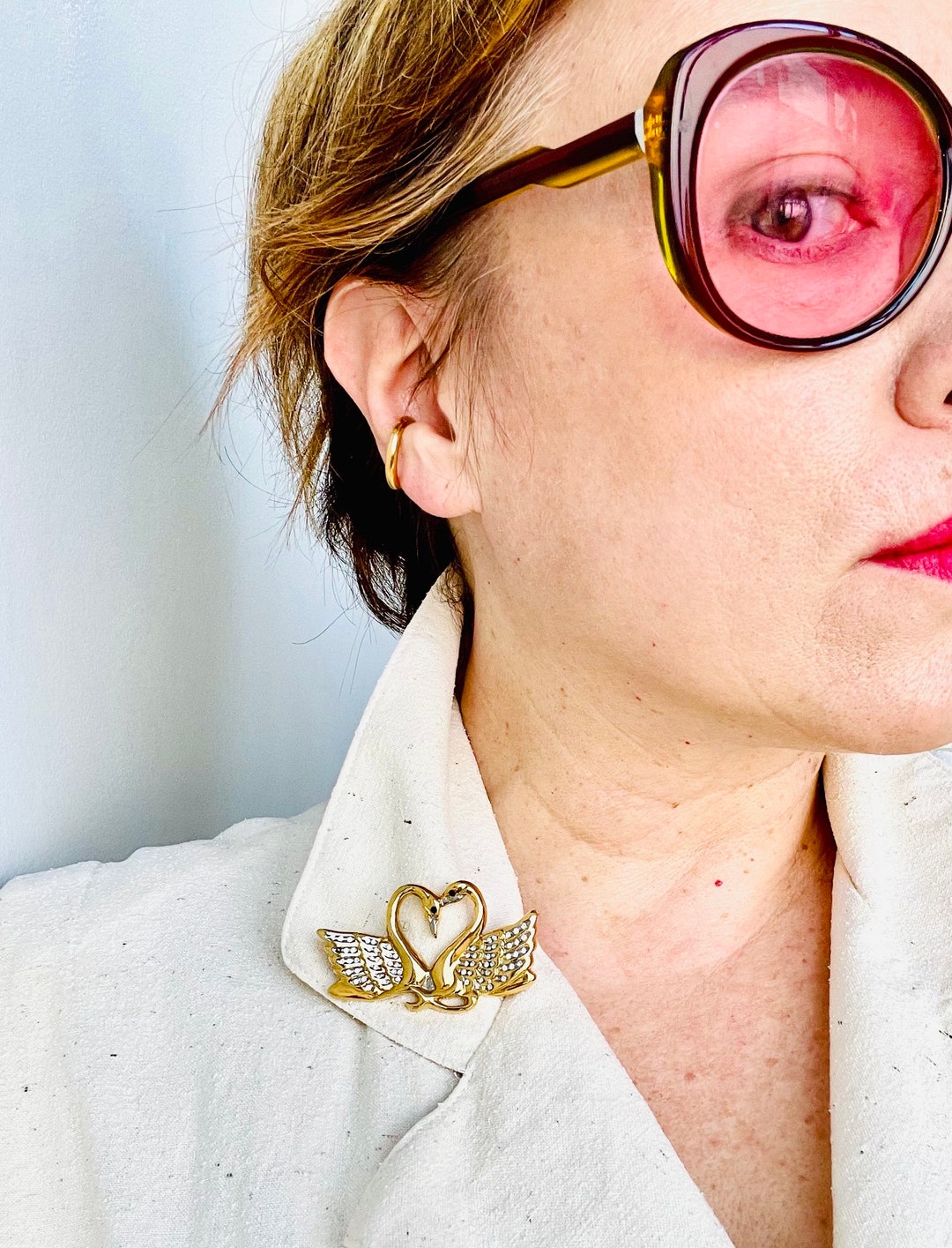 Signed Butler Double Swan Brooch - Etsy