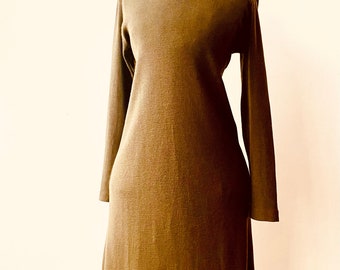 Tobacco Brown 1980s Ports Knit Dress