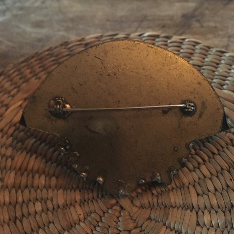 Brass Fan and Geisha Brooch