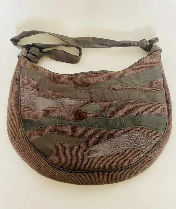 Grey Patchwork 1980’s Hobo Bag - image 5