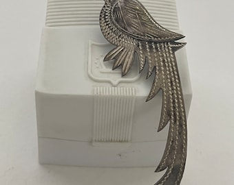 50s Guatemalan Quetzal Boho Sterling Bird Pin