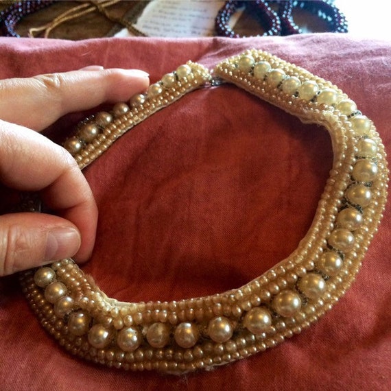 Pearl Beaded 1950's Sweater Collar
