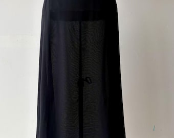 Jupe midi noire en mousseline de soie vintage | Style de soirée minimaliste des années 90, taille 8