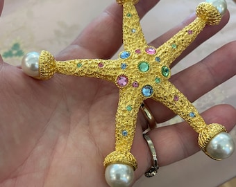 1990's Ivanka Extra Large Vintage Starfish Brooch Maximalist Sea Beach