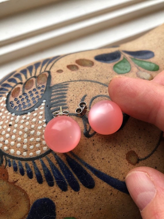 Cute 1960's Shimmering Pink Lucite Studs - image 1