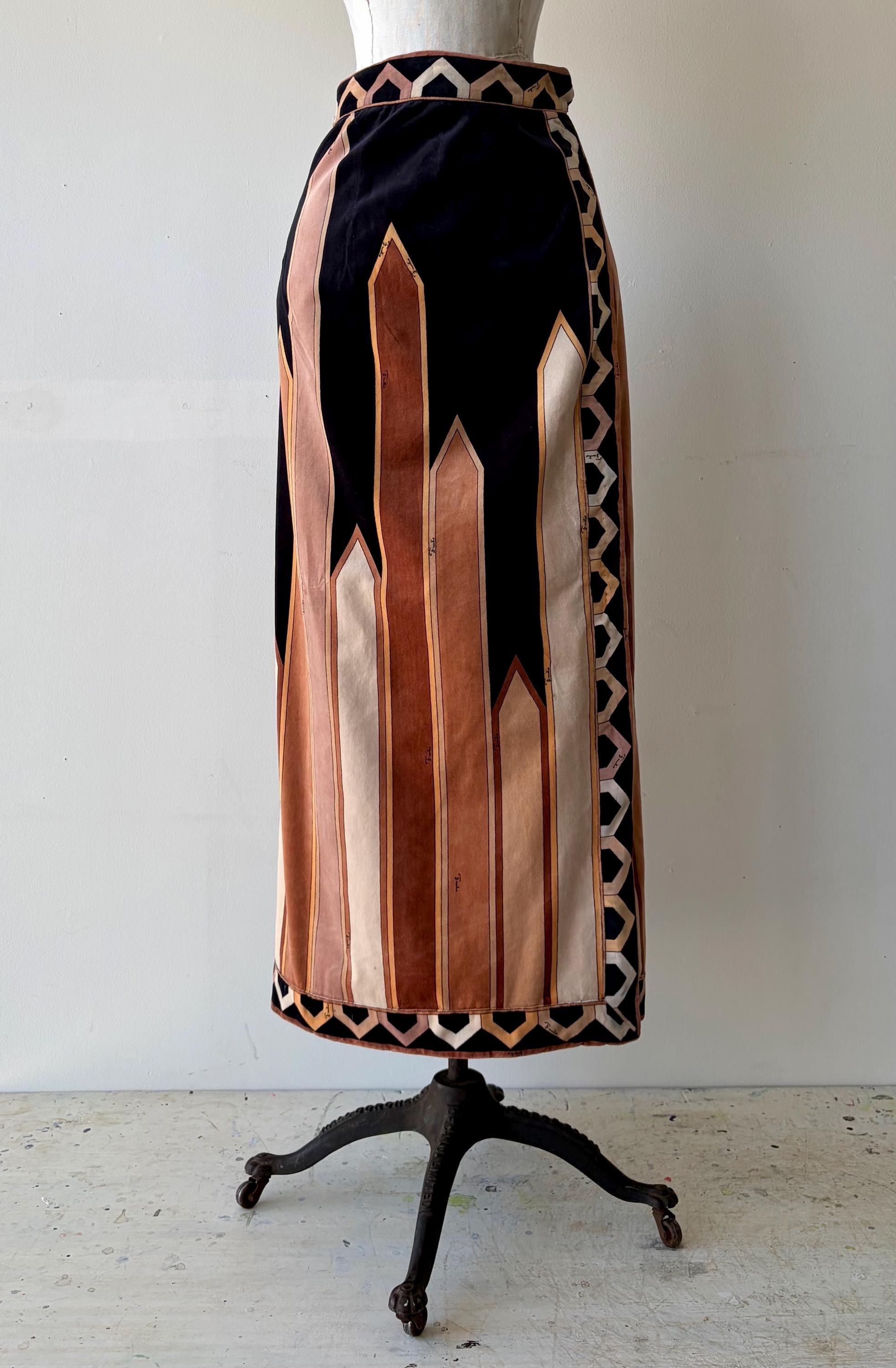 EMILIO PUCCI スカート 9RAV60 40 Vintage Emilio Pucci Silk Maxi Skirt | 1970s Geometric Print