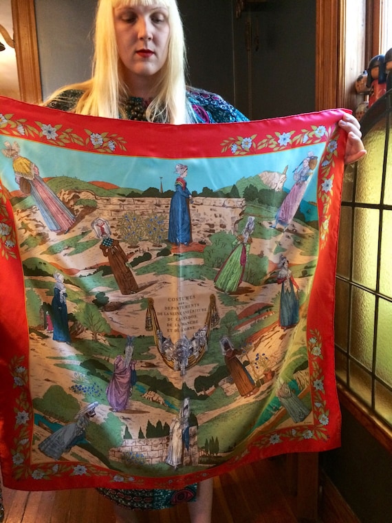 HERMES 　COSTUMES DES DEPRTEMENTS　シルク100% Costumes des Departements Hermes Scarf - It's All Goode