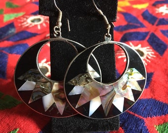 Mother of Pearl Inlaid Sterling Earrings