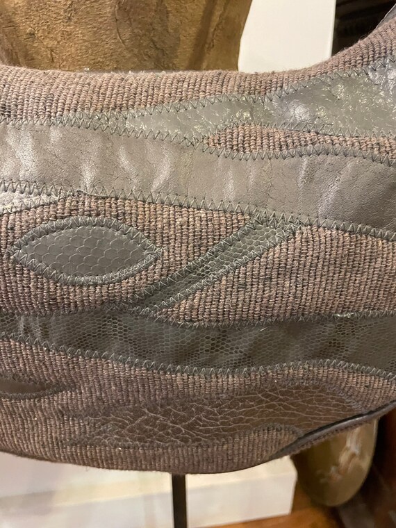 Grey Patchwork 1980’s Hobo Bag - image 4