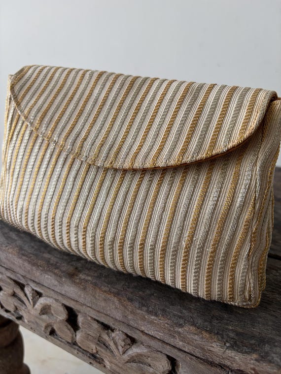 Vintage 1960s Metallic Stripe Clutch | Coronet Montreal Evening Bag
