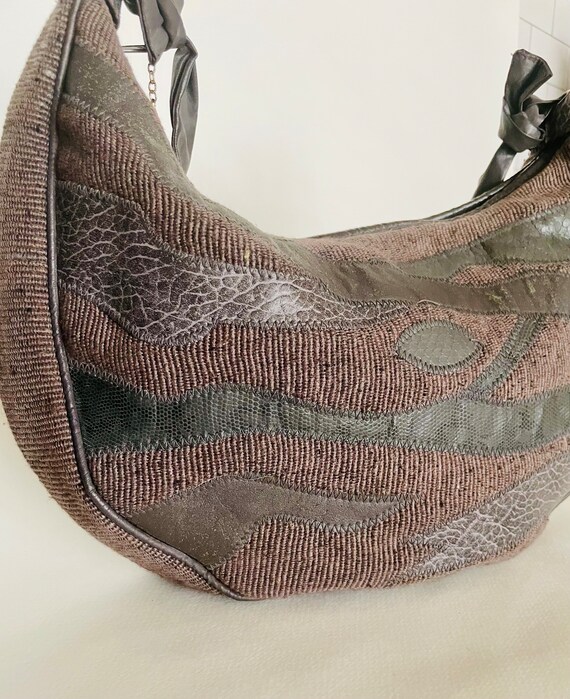 Grey Patchwork 1980’s Hobo Bag - image 2