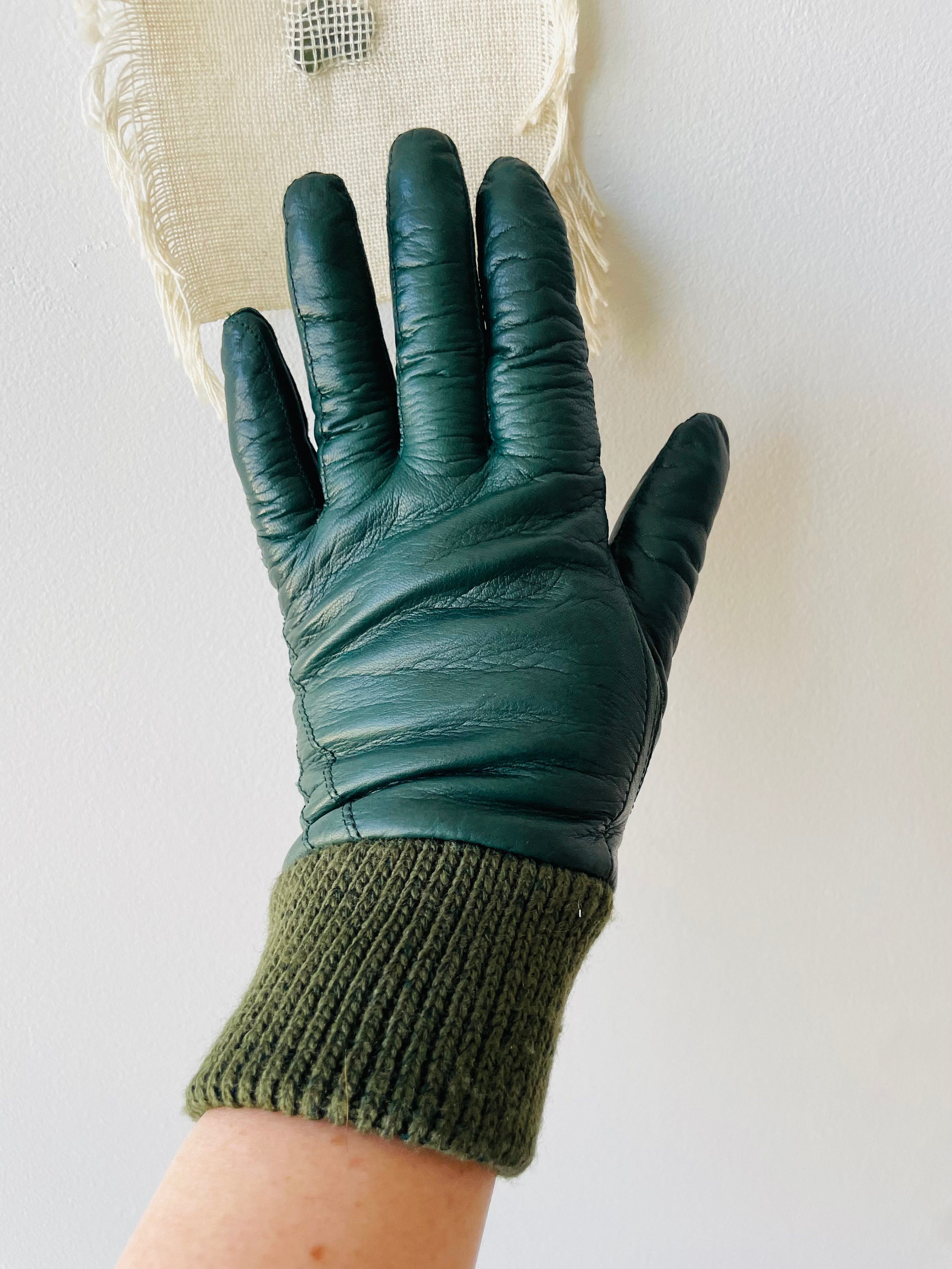 Green Leather Gloves Etsy Canada