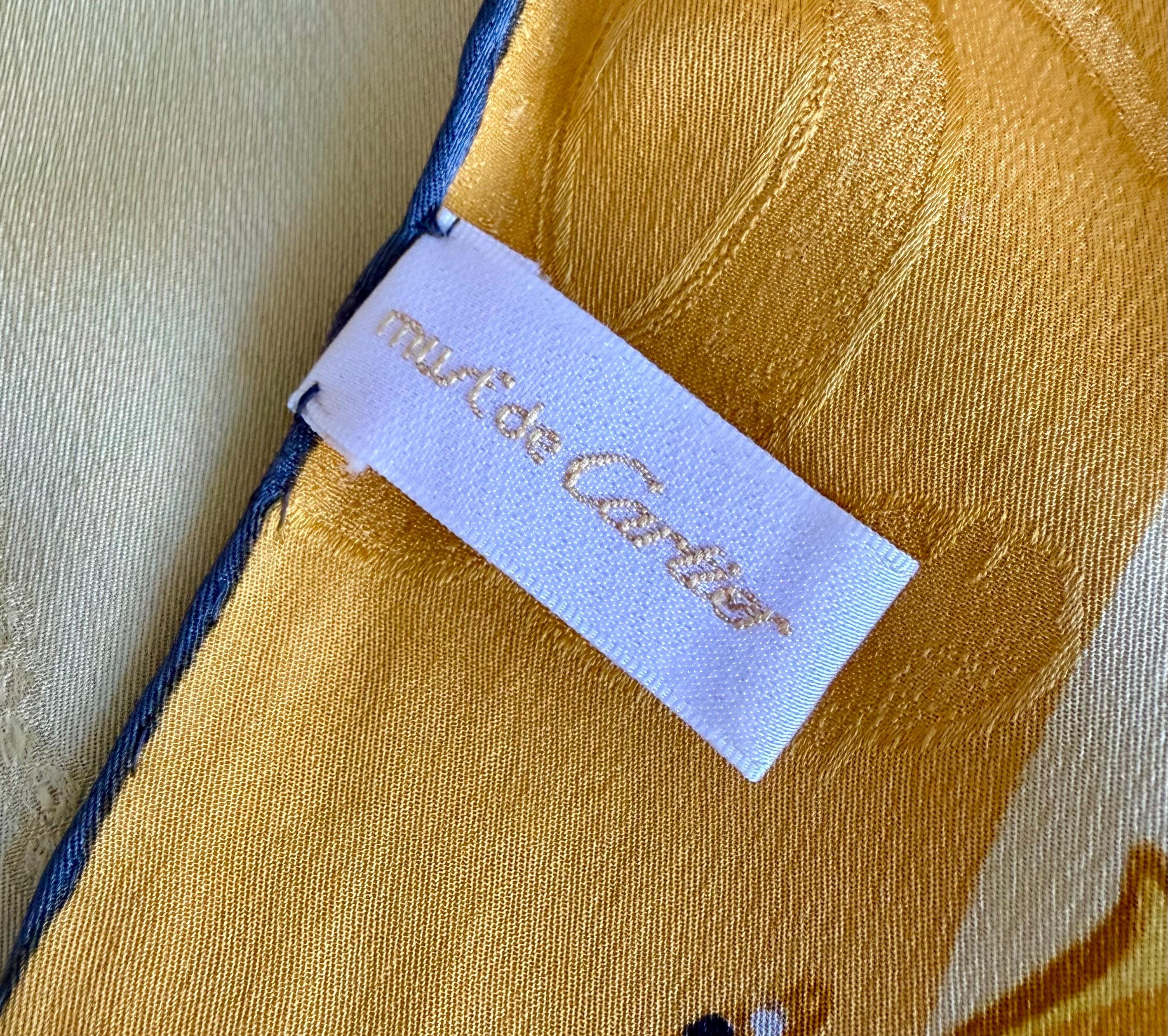 Vintage Must De Cartier Silk Scarf Panther Jewelry Print Gold