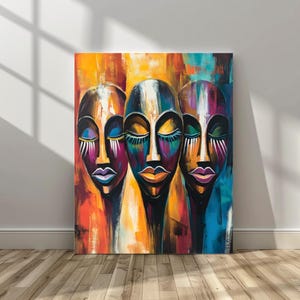 African Tribal Mask Art - Abstract Expressionism Art, Large Printable Digital Download, Modern Home Decor & African Wall Art Poster