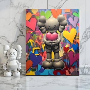 Kaws Heart Poster | Hypebeast Wall Art, Printable Digital Download, Minimalist Decor, Unique Gift for Him
