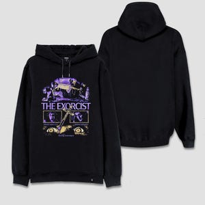 Sudadera unisex con capucha y estampado frontal de la película de terror El exorcista, icónica película retro