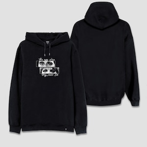 Sudadera con capucha retro vintage con estampado minimalista de la icónica película Scarface, citas de The Eyes Chico Never Lie