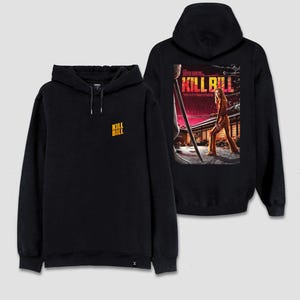Sudadera con capucha premium con estampado frontal y posterior de la película Tarantino con escena de Kill Bill, sudadera retro vintage