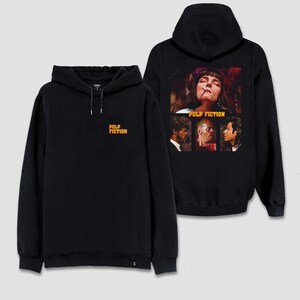 Sudadera con capucha retro vintage con diseño exclusivo, estampado en la parte delantera y trasera y escena de película Pulp Fiction