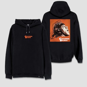 Sudadera retro vintage con capucha y estampado frontal y posterior de la escena icónica de la película La naranja mecánica