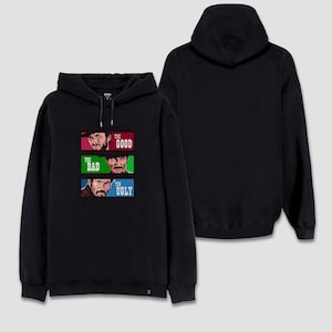 Bom, mau, feio, retrô, faroeste, personagens, design especial, estampado, moletom, vintage