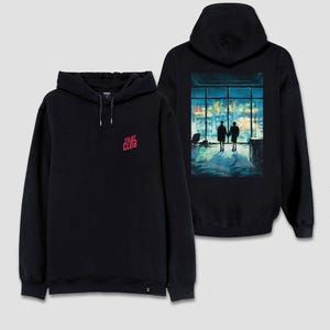 Sudadera retro vintage con capucha y estampado frontal y trasero de escena final icónica de la película Fight Club