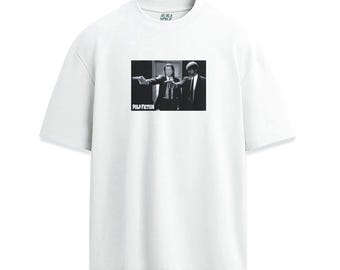 Iconic Movie Pulp Fiction Scene Minimal Design Tee, Front Printed Shirt Unisex Premium Tshirt