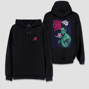 Sudadera con capucha retro con estampado de la película Fight Club, Tyler Durden Mischief Mayhem Soap, parte delantera y trasera