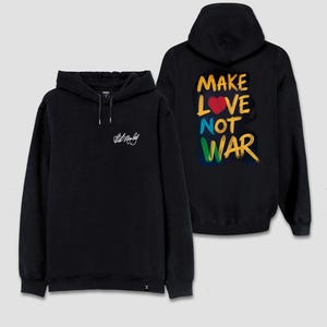 Sudadera con capucha retro de raggae con estampado de paz mundial en la parte delantera y trasera y citas de Bob Marley