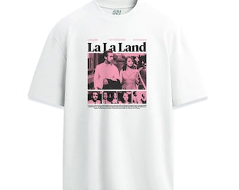Iconic Movie La La Land Cover Scene Quotes Pink Design Tee, Front Printed Unisex Shirt Premium Tshirt