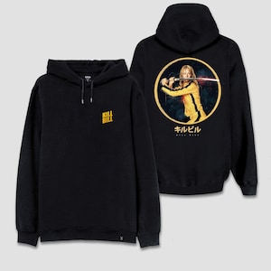 Sudadera con capucha con estampado frontal y posterior de la película Tarantino con escena de Kill Bill, espada japonesa, película retro, sudadera vintage