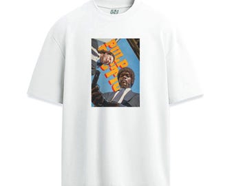 Iconic Movie Pulp Fiction Background Vincent and Jules Design Tee, Front Printed Unisex Premium Tshirt