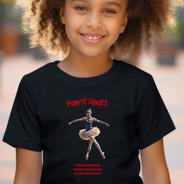 Zombie ballerina shirt, cute scary dance shirt, gift for dancers, Halloween dance T-shirt, youth shirt, dancing zombie