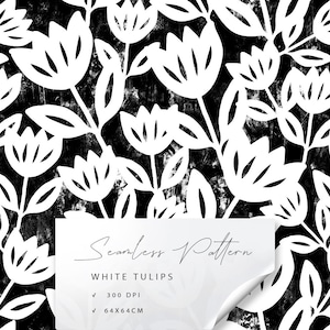 Weisse Tulpen. Digitales Musterdesign.