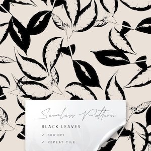 Schwarze Blätter. Digitales Musterdesign.