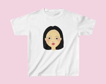 T-Shirt Mädchen kurzarm Kinder-T-Shirt schönes handgefertigtes Design T-Shirt mit Mädchen als Aufdruck